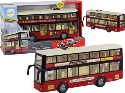 Rdeči mestni dvonadstropni avtobus z lučmi in zvokom 1:16