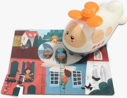 Wooden Puzzle with Helicopter Toy, 24 Pieces, TOP BRIGHT