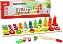 Wooden educational board for learning math with fruit