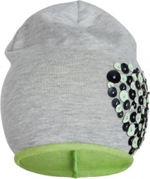 Cappellino primaverile in cotone NEW BABY con cuoricino, grigio‑verde