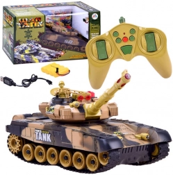 Carro armato RC 2,4 GHz con torretta girevole ed effetti luminosi – Deserto