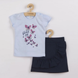 Completo per neonata maglietta e gonnellina NEW BABY Butterflies blu