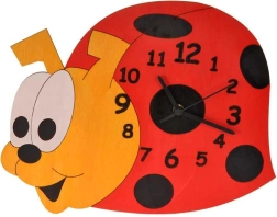 DoDo horloge murale en bois pour enfants coccinelle