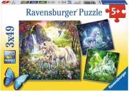 RAVENSBURGER Puzzle Magnifiques licornes 3x49 pièces