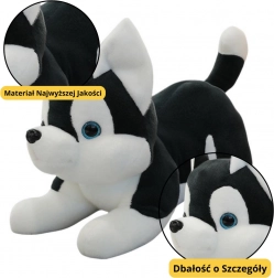 Plush Toy Dog Husky Black and White 30cm