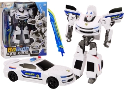 Avto-robot 2v1 transformacijski policijski avto bel