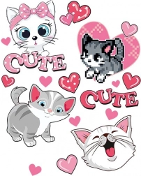 Iron-on stickers cute kittens – large sheet 20 × 30 cm