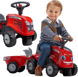 FALK kindertractor BABY MASSEY FERGUSON met aanhanger en accessoires, rood