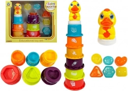 Educatieve piramide voor kinderen met bekertjes en eendje