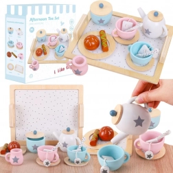 Wooden tea and coffee set with sweets