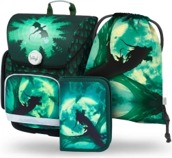 Set scolastico BAAGL Ergo Drago: cartella, astuccio, sacchetto