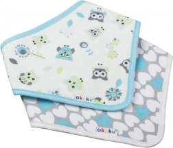AKUKU baby bandana bib – set of 2, owl and hearts