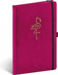 Notique velvet lined notebook with flamingo 13 × 21 cm