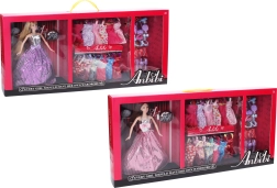 Dukke med garderobe og modetilbehør