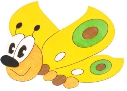 Middelgrote houten decoratie vlinder geel