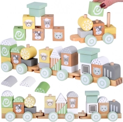 Trætog med vogne og byggesæt