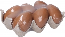 Œufs en plastique décoratifs marron 6 cm, 6 pièces