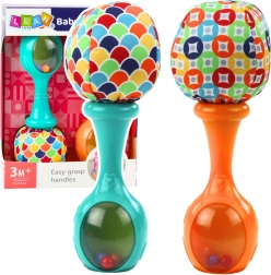 Sensory rattles with soft ball, orange and green, 2 pcs