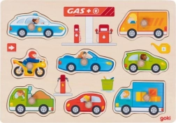 Goki puzzle en bois à encastrer station-service