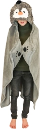 Cozy Noxxiez warm kids' hooded blanket penguin