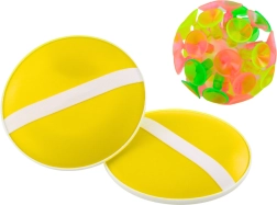 game with round bats and suction cup ball yellow