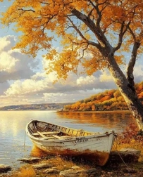 Diamond painting boat on the shore 30 × 40 cm