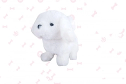 Interactive white plush battery-powered puppy