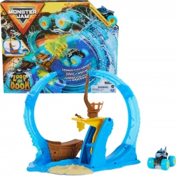 Monster Jam Megalodon Loop of Doom stunt track with launcher and 1:64 car