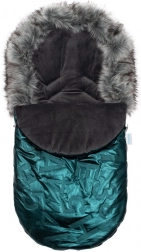 Luxury winter footmuff with faux fur New Baby green