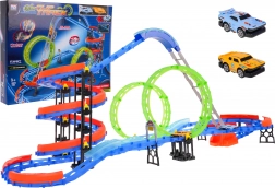 Pista da corsa con loop fluorescenti 116 pezzi + 2 auto
