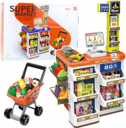 Kids' Shop with Cash Register and Trolley – Supermarket Set, 60 Pieces