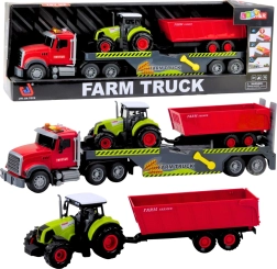 Set camion avec tracteur et remorque – lumières et sons, rouge