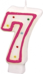 Colorful Birthday Candle Number 7 with Polka Dots
