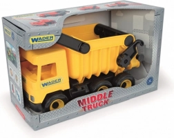 Gul tipvogn Middle Truck 38 cm i kasse