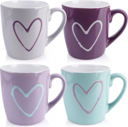 Ceramic Heart Mugs 350 ml, Set of 4