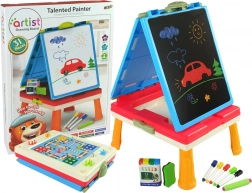 Otroška miza 3v1 Magnetna in Kreda Tabla Modra