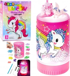 creative unicorn jar set – night LED lamp with remote control and diamond stickers