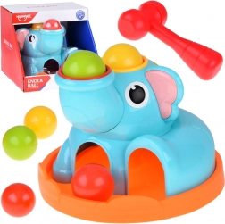 Izobraževalna igrača slonček – zabijalski sortirnik s kladivcem in kroglicami