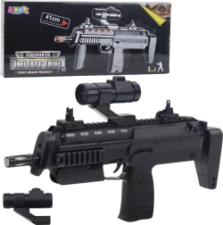 Kids’ toy – black submachine gun with light and sound effects, 41 cm