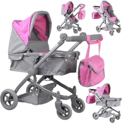 Multifunctional 4-in-1 doll stroller with carrycot – Pink