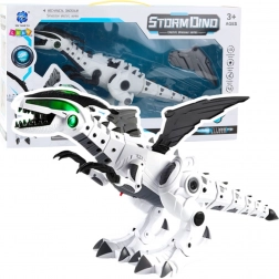 Robotic dinosaur with movable wings, lights and sounds – white
