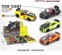 Športové kovové autíčko 1:36 s otváracími dverami a naťahovacím pohonom