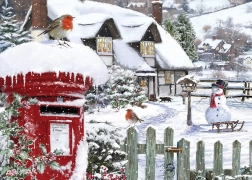 Sestavljanka rdečebradka v snegu 500 kosov