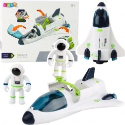 astronave con astronauti e veicolo con luci e suoni