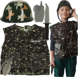 Children's Military Costume with Helmet for Kids Aged 3-8
