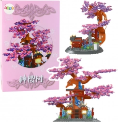 Set di costruzione albero di sakura – decorazione rosa, 1370 pezzi
