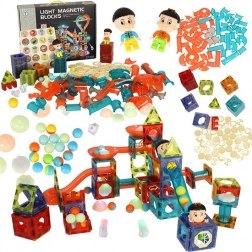 Magnetische bouwblokjes met verlichte knikkerbaan – 202
