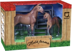 Set konjića s ogradom - smeđi s bijelom mrljom