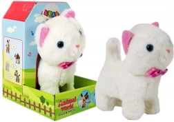 Interactive White Cat with Batteries