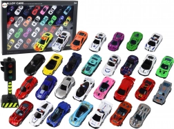 Set aluminijskih modela autića u kutiji 30 komada sportski i policijski automobili